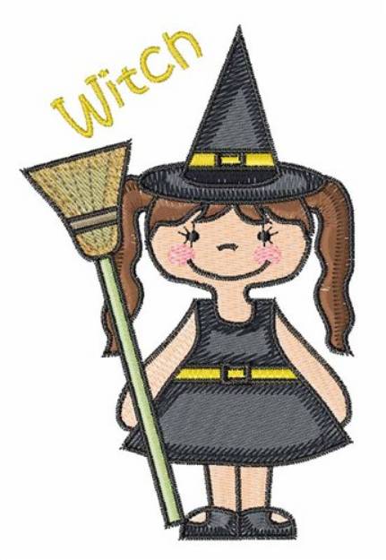 Picture of Girl Witch Machine Embroidery Design