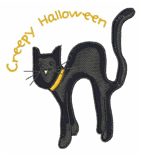 Creepy Halloween Cat Machine Embroidery Design