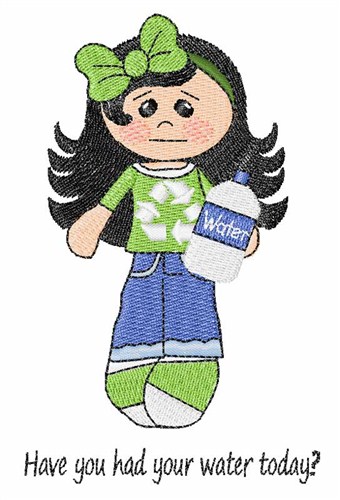 Drink Water Girl Machine Embroidery Design
