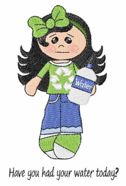 Picture of Drink Water Girl Machine Embroidery Design