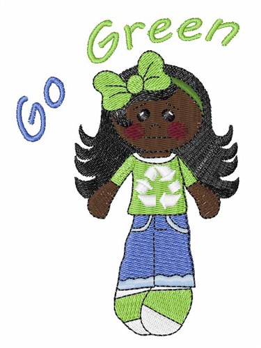 Go Green Recycle Girl Machine Embroidery Design