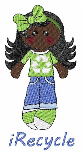 I Recycle Girl Machine Embroidery Design