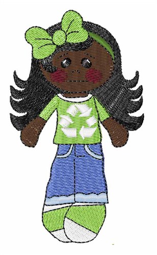 Girl Recycling Machine Embroidery Design