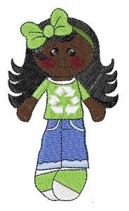 Picture of Girl Recycling Machine Embroidery Design