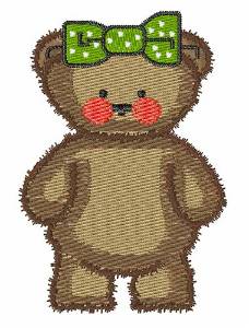 Picture of Bear with Green Bow Machine Embroidery Design