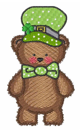 Bear in Green Hat Machine Embroidery Design