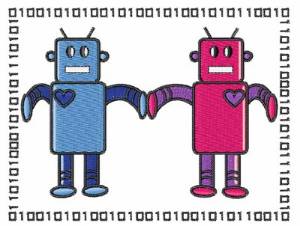 Picture of Love Robots Machine Embroidery Design