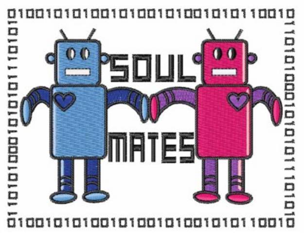 Picture of Soul Mates Robots Machine Embroidery Design