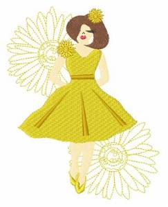 Picture of Yellow Bridesmaid Machine Embroidery Design