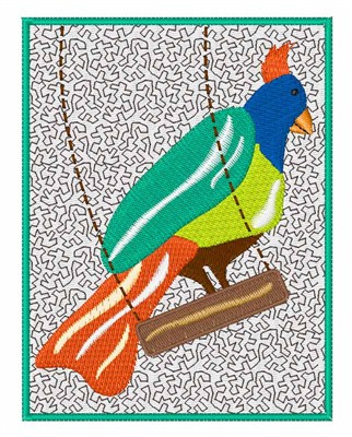 Bird on Swing Machine Embroidery Design
