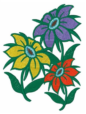 Bright Flowers Machine Embroidery Design