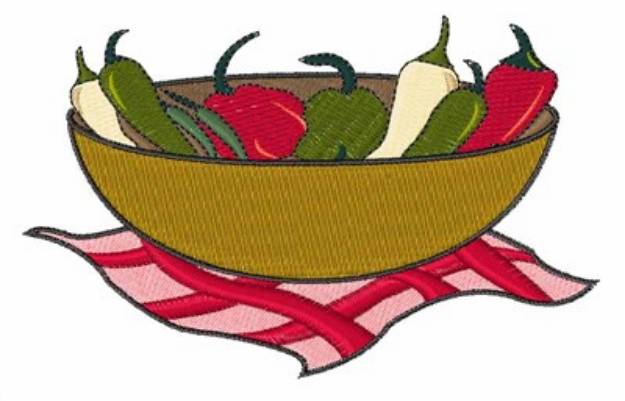 Picture of Bowl of Peppers Machine Embroidery Design