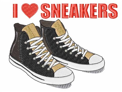 I Heart Sneakers Machine Embroidery Design