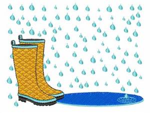 Picture of Rainboots in the Rain Machine Embroidery Design