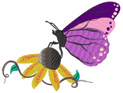 Butterfly on Flower Machine Embroidery Design