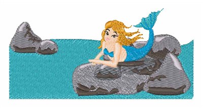 Mermaid on Rock Machine Embroidery Design