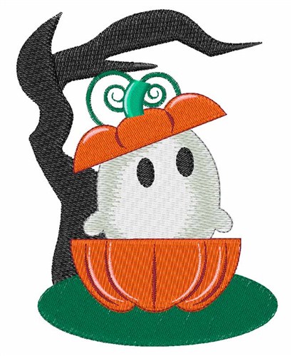 Pumpkin Ghost Machine Embroidery Design