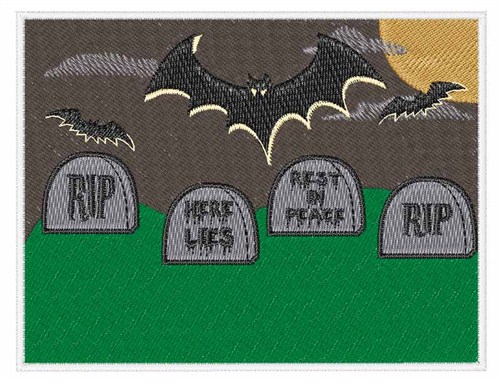 Graveyard Bat Machine Embroidery Design