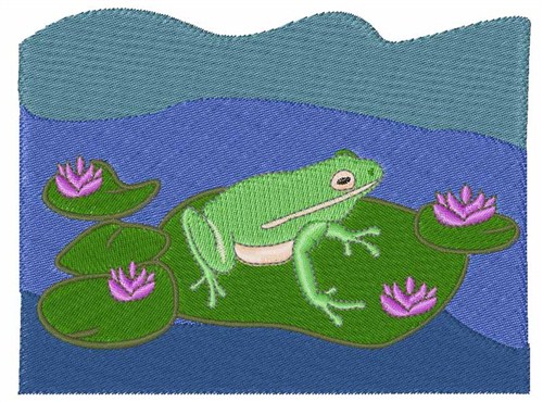 Lily Pad Frog Machine Embroidery Design