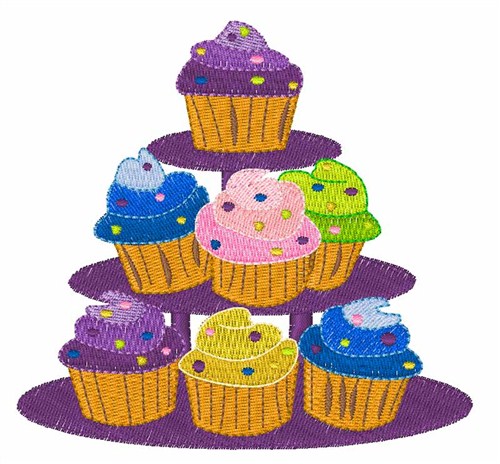 Cupcake Tower Machine Embroidery Design