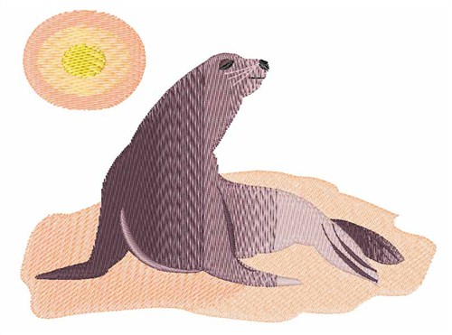 Sunbathing Sea Lion Machine Embroidery Design