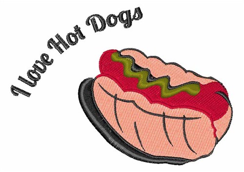 I Love Hot Dogs Machine Embroidery Design