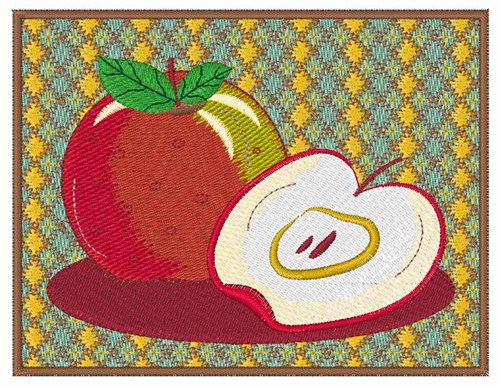 Framed Red Apple Machine Embroidery Design