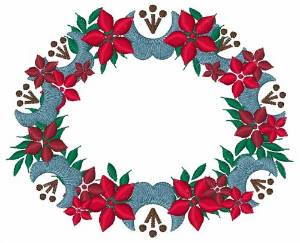 Picture of Poinsetta Wreath Machine Embroidery Design