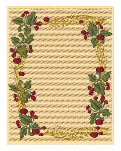 Berries & Wheat Frame Machine Embroidery Design
