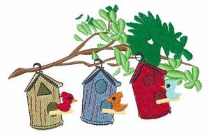 Picture of Birds in Houses Machine Embroidery Design