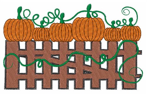 Pumpkin Fence Machine Embroidery Design