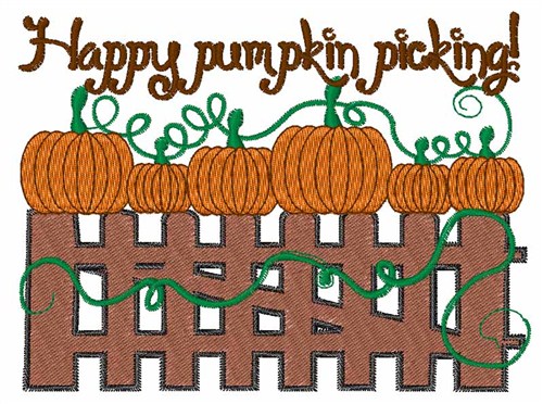 Happy Pumpkin Picking Machine Embroidery Design