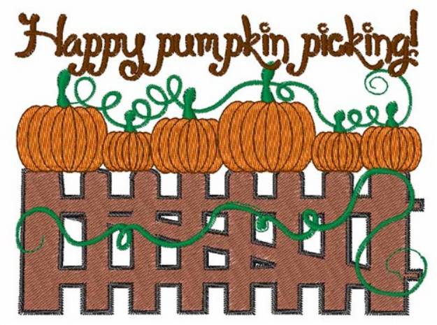 Picture of Happy Pumpkin Picking Machine Embroidery Design