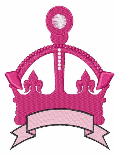 Pink Crown Caption Machine Embroidery Design
