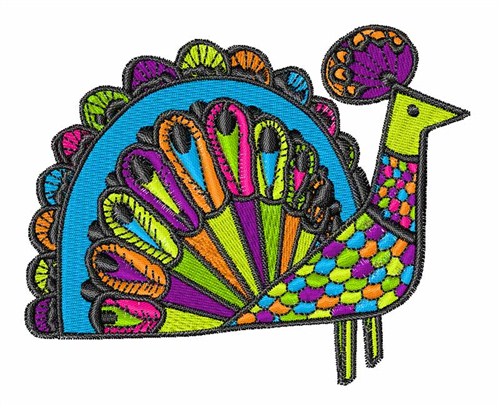 Stylized Peacock Machine Embroidery Design