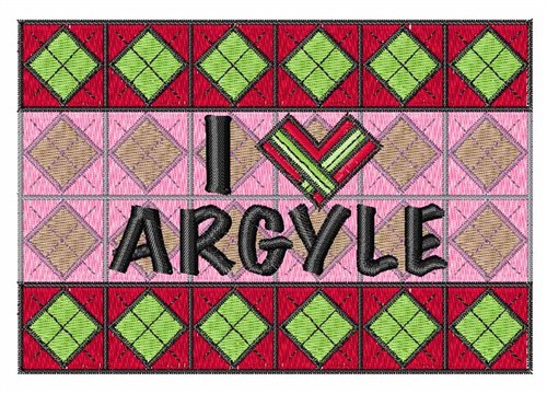 I Love Argyle Machine Embroidery Design