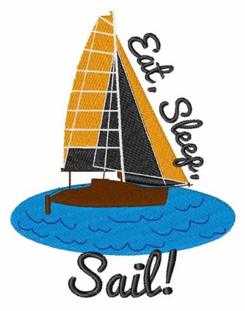 Picture of Eat Sleep Sail Machine Embroidery Design