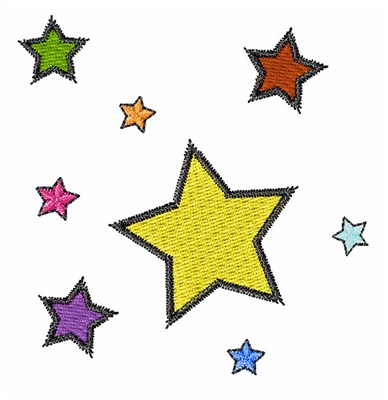Colorful Stars Machine Embroidery Design