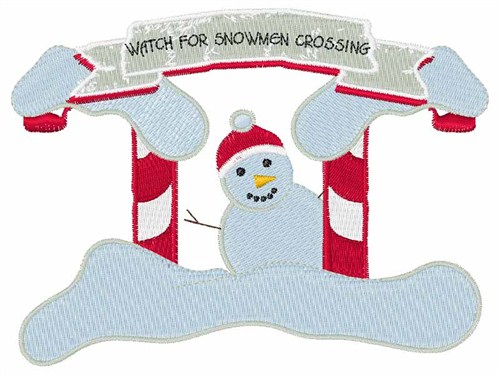 Snowmen Crossing Machine Embroidery Design