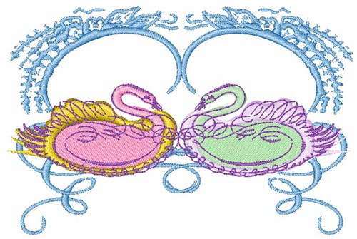 Colorful Swans Machine Embroidery Design