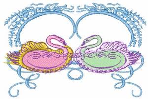 Picture of Colorful Swans Machine Embroidery Design