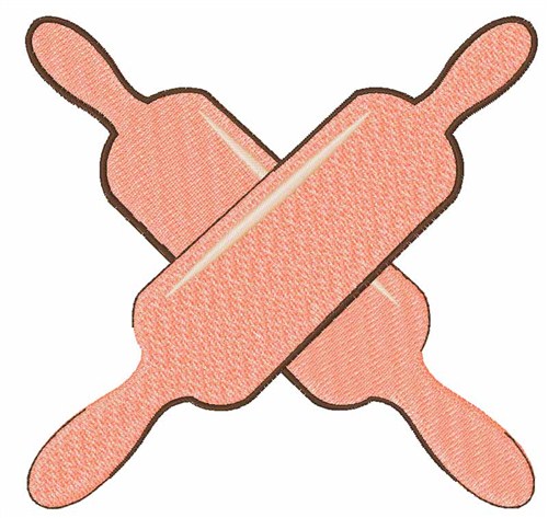 Crossed Rolling Pins Machine Embroidery Design