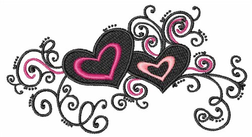 Swirled Hearts Machine Embroidery Design