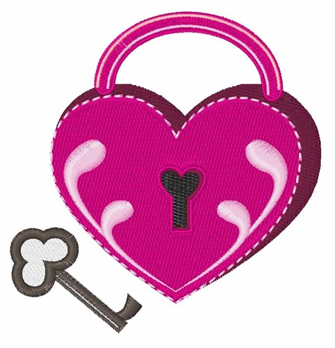 Heart Lock And Key Machine Embroidery Design