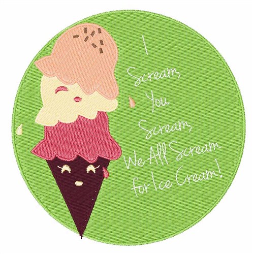 Scream For Ice Cream Machine Embroidery Design
