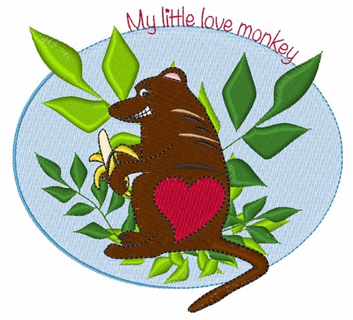 My Little Love Monkey Machine Embroidery Design