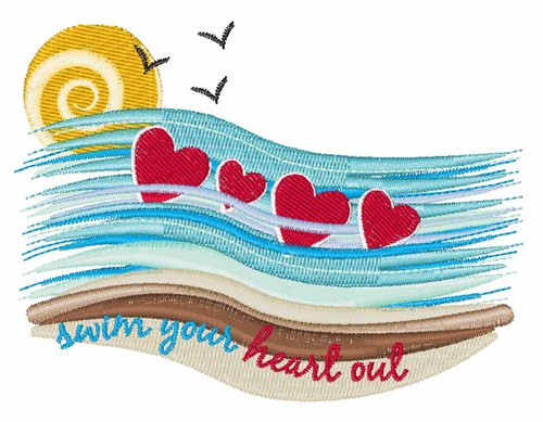 Swim Your Heart Out Machine Embroidery Design