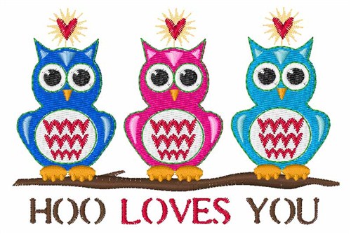 Hoo Loves You Machine Embroidery Design
