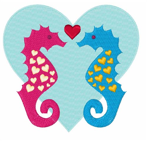 Seahorse Love Machine Embroidery Design