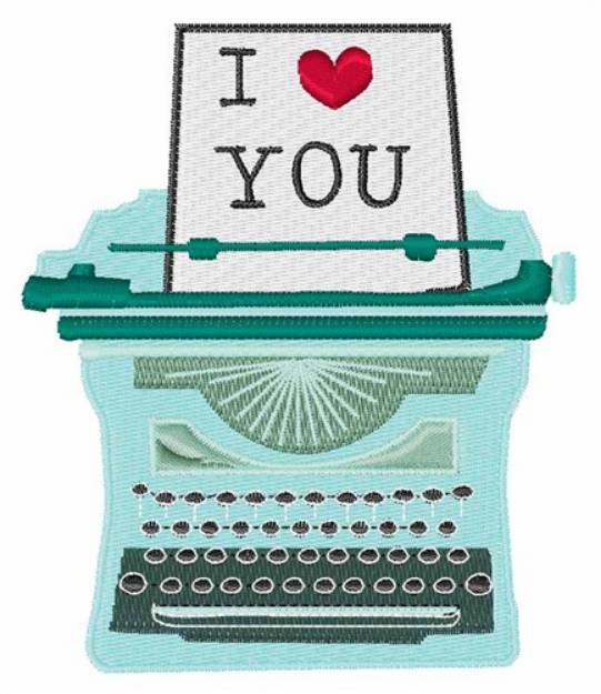 Picture of I Love You Typewriter Machine Embroidery Design